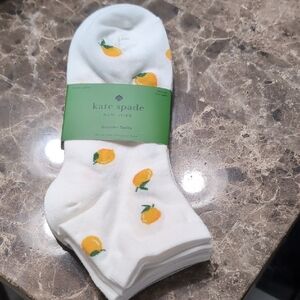Kate Spade White & Gray Socks w/ Citrus Design 3 Pack New